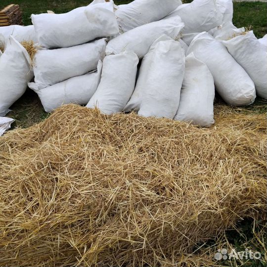 Солома в мешках для подстилки,мульчирования