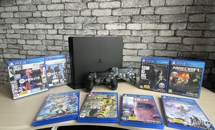 Sony playstation 4 slim 1tb + (75+игр) /идеал
