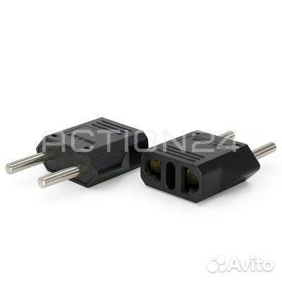 Переходник сетевой 6A USA/EU без заземления (черны