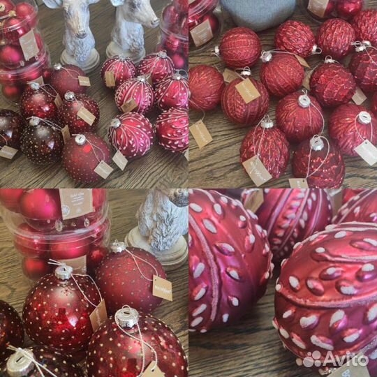 Елочные игрушки шары стекло 6 шт boltze(Германия)