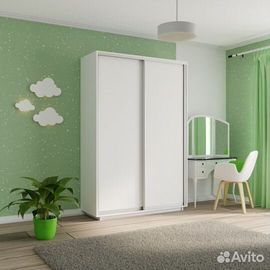 Шкаф купе 1400/2200/450, без зеркал, белый