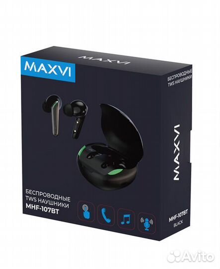 Беспроводные наушники Maxvi MHF-107BT черные TWS\R