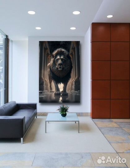 Картина маслом на холсте большая Лев