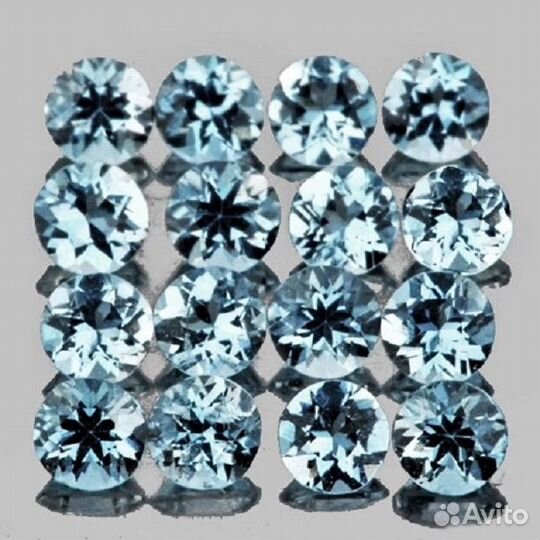 Аквамарин натуральный 1,08Ct 2,5мм 20шт Круг