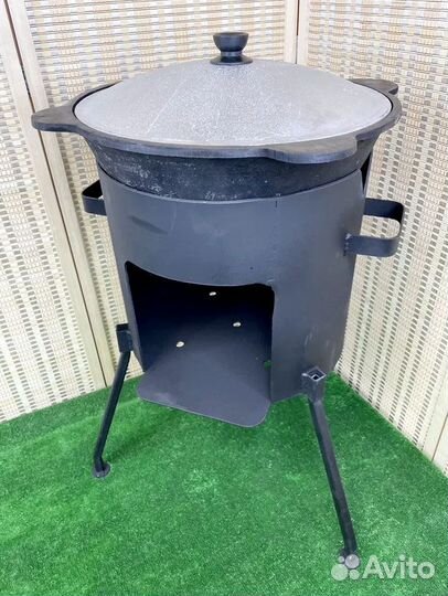Казан чугунный с печкой