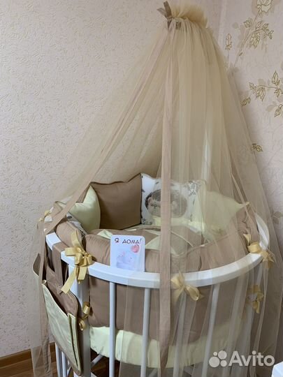 Детская кроватка трансформер 8 в 1 + текстиль