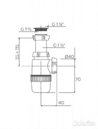 Сифон для моек, раковин, биде универсальный