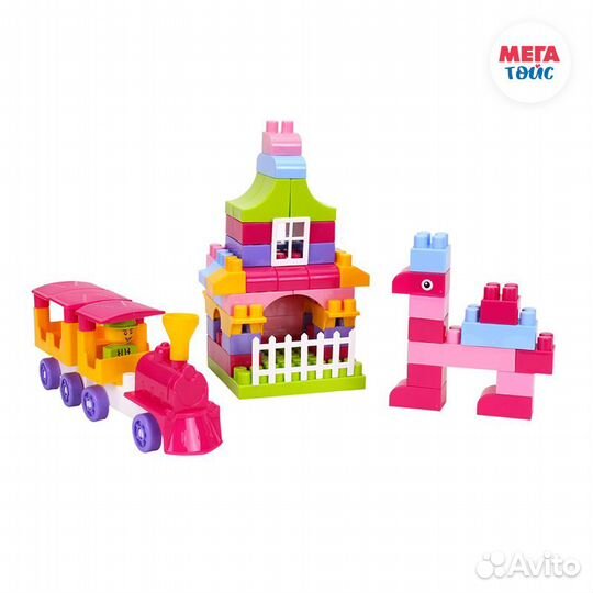 Конструктор из 90 деталей в розовых цветах в пакет