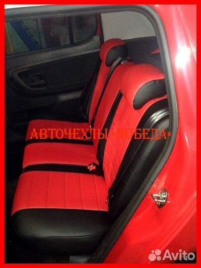 Чехлы Skoda Fabia из экокожи чёрно-красные Классик
