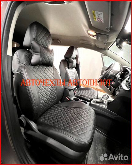 Чехлы Автопилот Kia Ceed 3 из экокожи чёрные Ромб