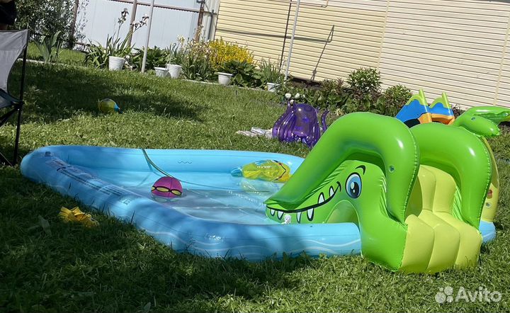 Детский надувной бассейн с горкой