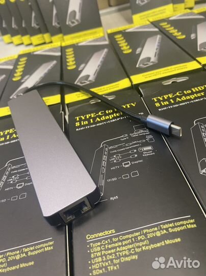 Хаб Док станция type-c для ноутбуков Новая