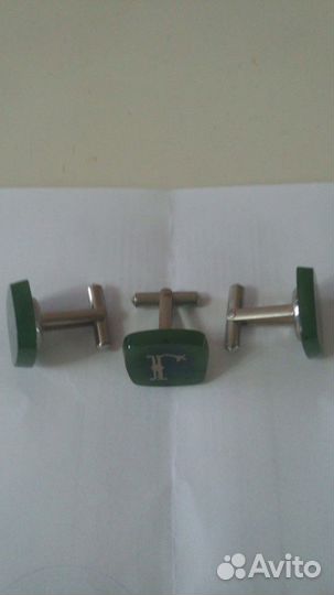 Запонки с камнем - Нефрит