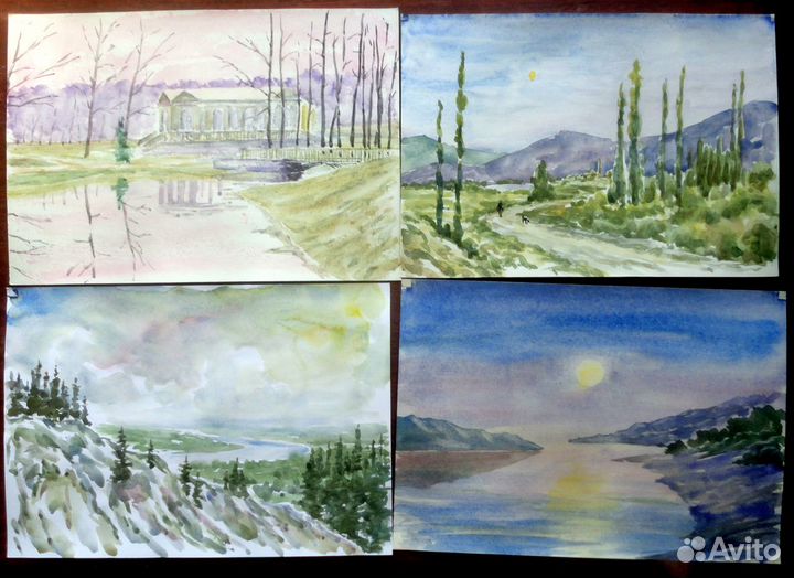 Пейзажи акварели