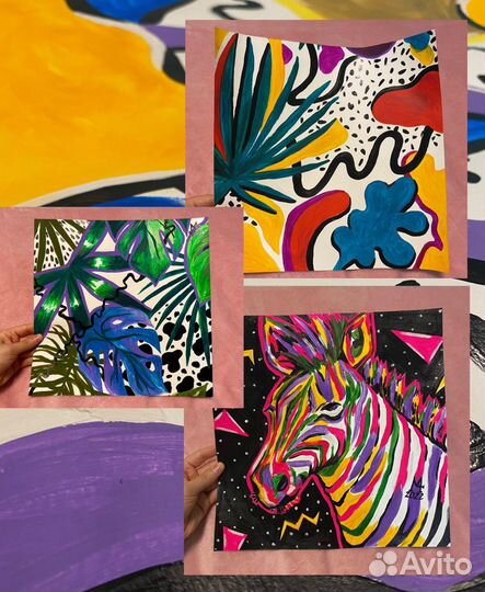 Интерьерная картина абстракция, бумага акрил