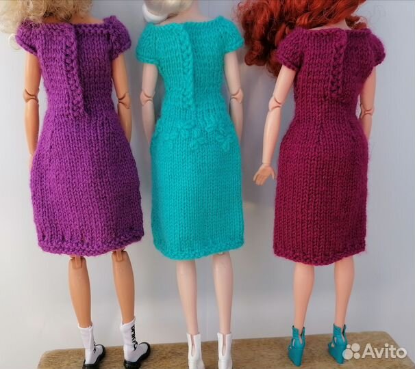 Платье для куклы барби вязанное
