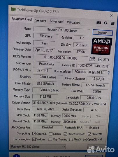 Видеокарта rx 580 8gb red devil