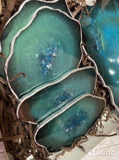 Набор сервировочный поднос и 4 подстаканника