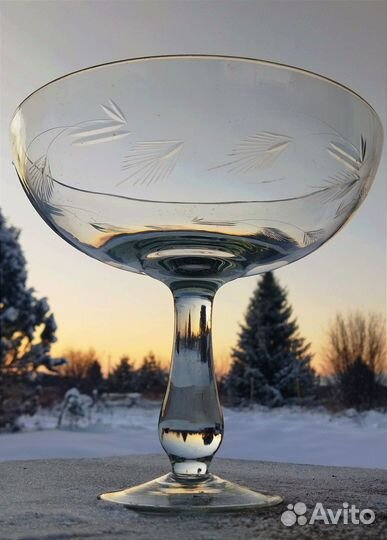 Ваза на ножке колосок стекло