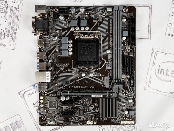 Материнская плата gigabyte H410M S2H V2 1200