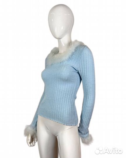 Лонгслив с меховыми вставками