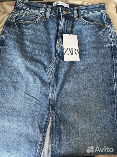 Новая джинсовая юбка миди Zara 42/44