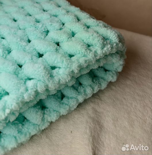 Плед детский вязаный ручная работа из Ализе пуфи
