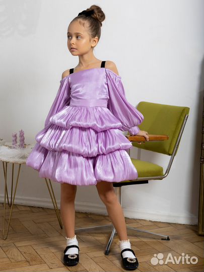 Платье для девочки сиреневое 152 см нарядное