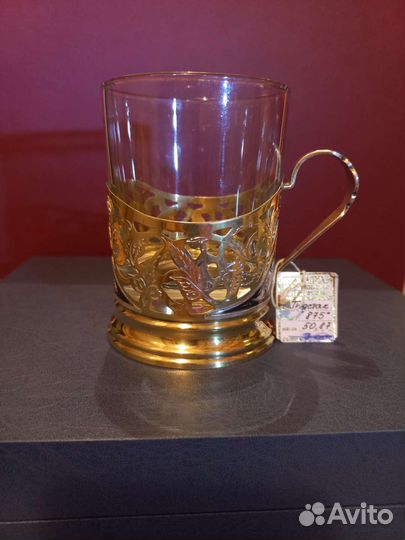 Серебряный подстаканник со стаканом Кубачи