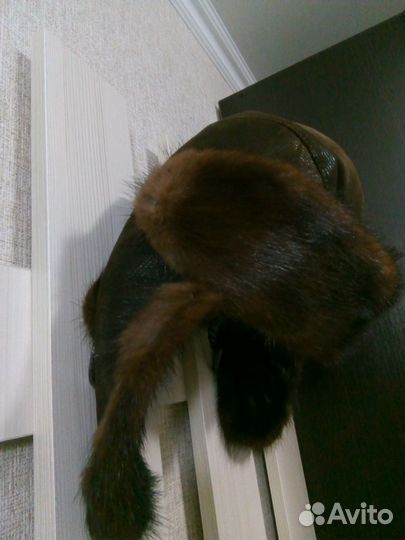 Шапка кожа/норка нат