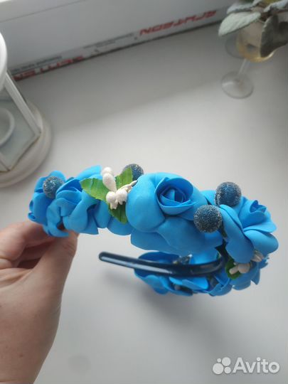 Ободок для волос с цветами ручной работы