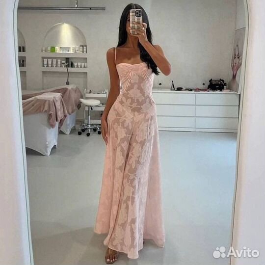 Платье пляжное кружевное прозрачное макси