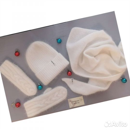 Шапка ушанка, бини, бактус, варежки из пуха норки