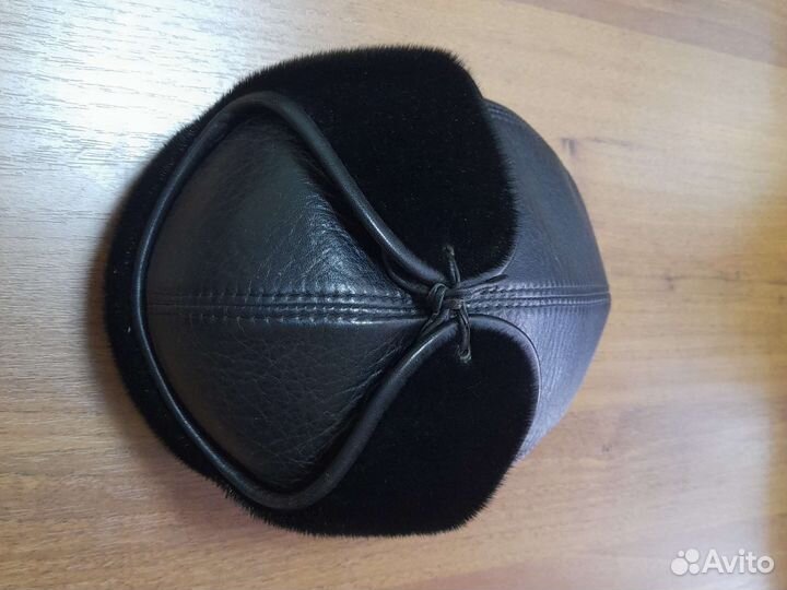 Мужская кепка натуральная кожа, натуральный мех