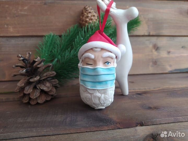 Елочная игрушка Дед Мороз в маске