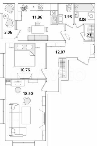 2-к. квартира, 60,9 м², 11/22 эт.