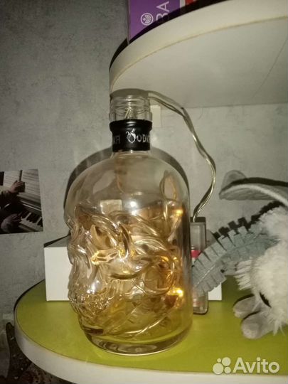 Светильник, ночник лофт, пиратская бутылка череп