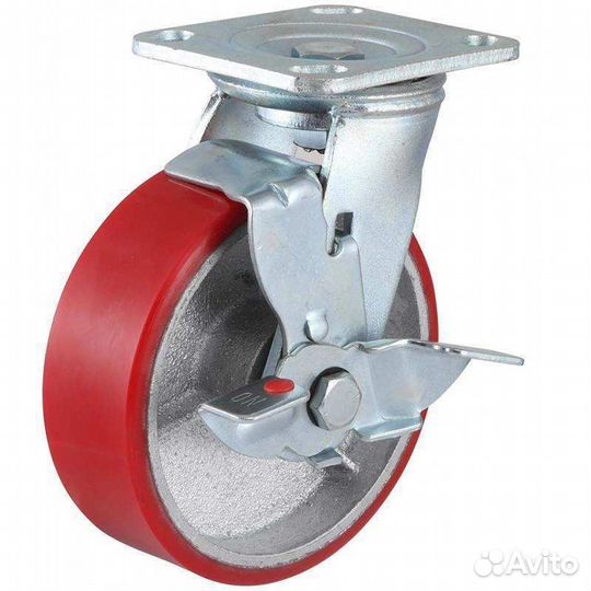 Колесо полиуретановое с тормозом PU d125 мм