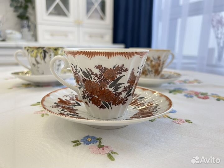 Чайные пары лфз из фарфора, форма Лучистая