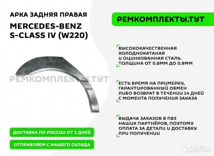 Арка задняя правая Mercedes-Benz W220