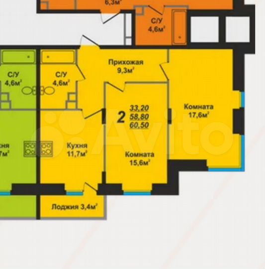 2-к. квартира, 60,5 м², 18/18 эт.