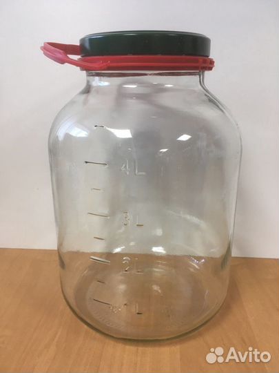Стеклянная банка 5 литров с делениями и с ручкой