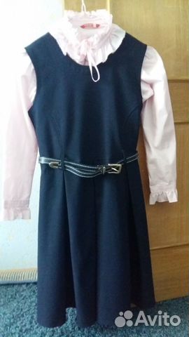 Школьный сарафан синего цвета
