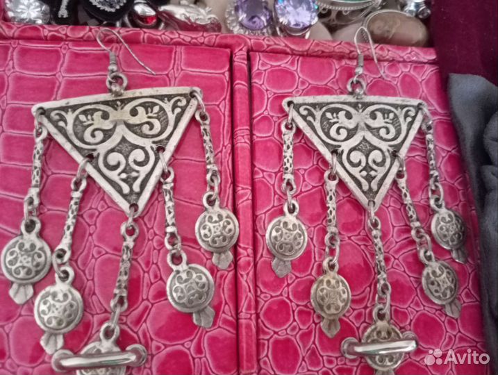 Восточные винтажные крупные серьги