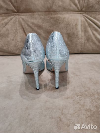 Туфли в стразах 38 серебренные