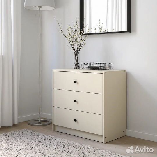 Икеа Гурскен комод 3 ящика 69х67 см бежевый