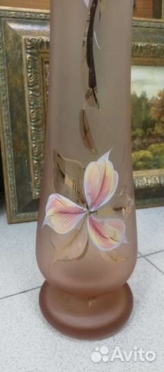 Высокая напольная ваза для цветов, цветное стекло