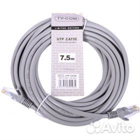 Патч корд TV-COM NP511-7.5M кат.5e 7,5м серый литой многожильный UTP