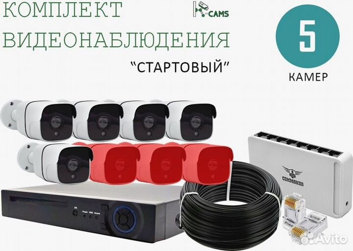 NEW Комплект видеонаблюдения Стартовый 5 камер