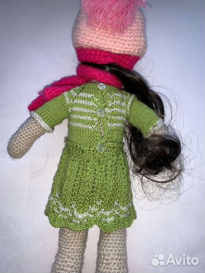 Вязанная кукла 35см ручная работа
